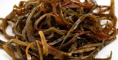 Primer plano de alga arame.