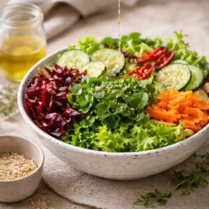 Bol con una ensalada fresca con alga dulse.