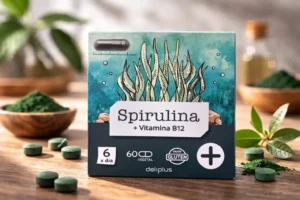 Caja de spirulina y Vitamina B12 Deliplus del Mercadona.